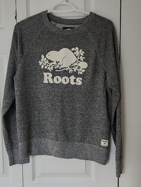 Roots Men's Grey Crewneck with White Logo